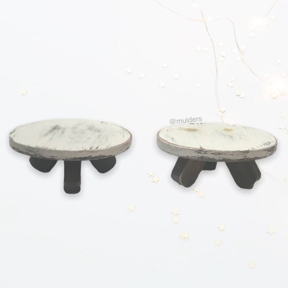 Rustic Weathered Wood Grain Farmhouse Themed Miniature Mini Tables Dollhouse